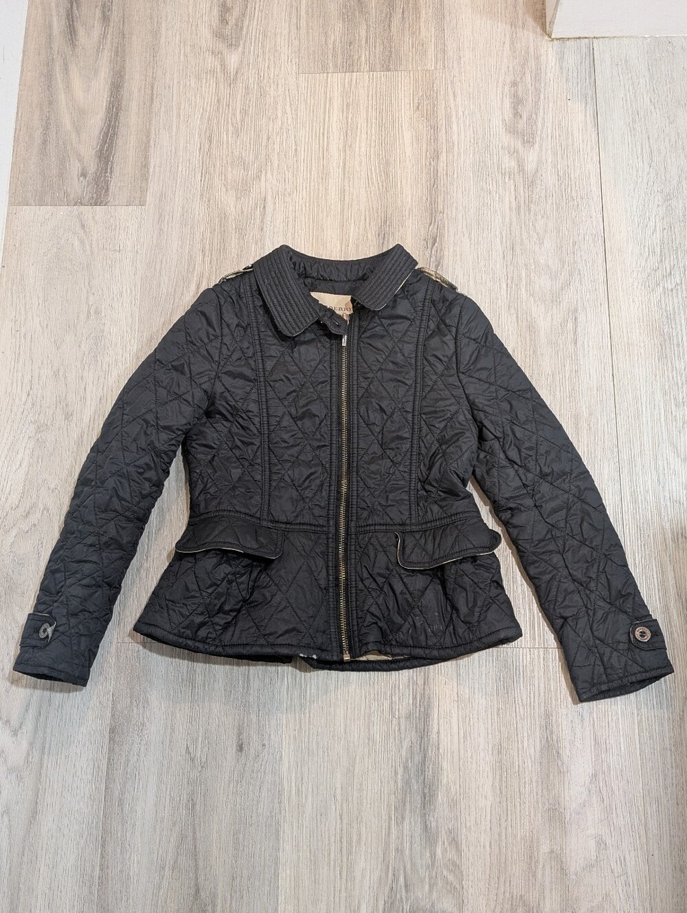 Burberry Black Quilted Girls' Zip Jacket - Size 8Y